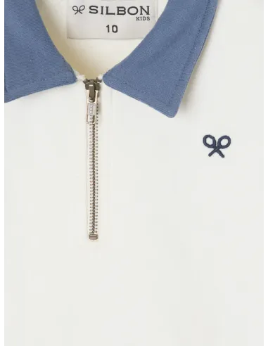 Sudadera kids media cremallera multicolor blanco | SILBON