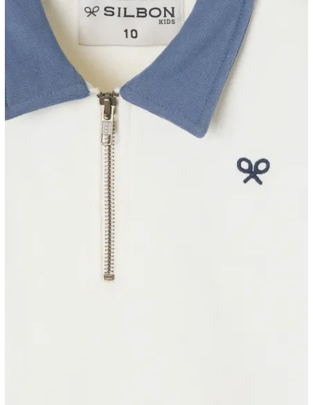 Sudadera kids media cremallera multicolor blanco | SILBON