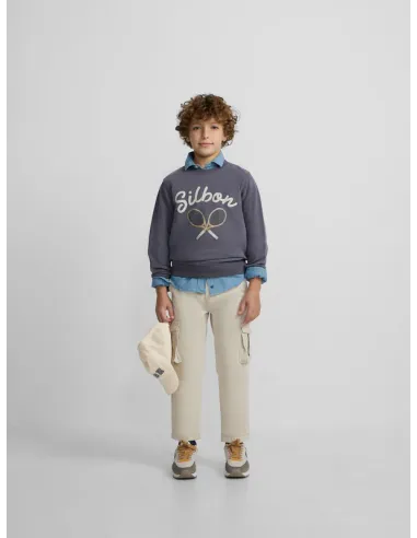 Sudadera kids raqueta junior azul indigo | SILBON