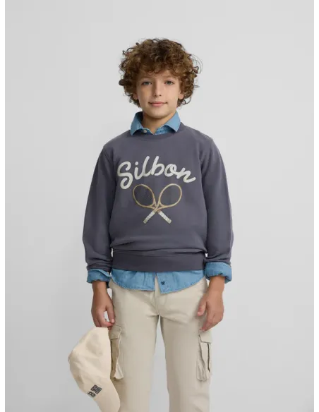 Sudadera kids raqueta junior azul indigo | SILBON