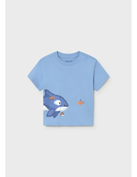 Camiseta m/c posicionada - Celeste   