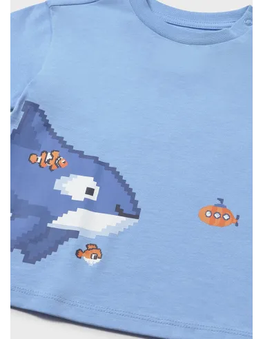 Camiseta m/c posicionada - Celeste   