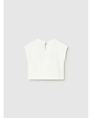 Camiseta m/c apliques crochet - Crudo     