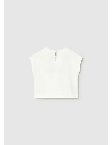 Camiseta m/c apliques crochet - Crudo     