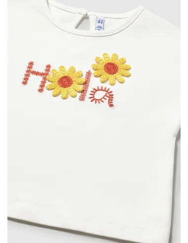 Camiseta m/c apliques crochet - Crudo     