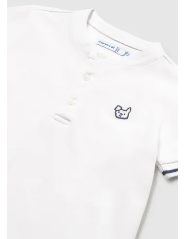 Polo m/c cuello mao - Blanco    