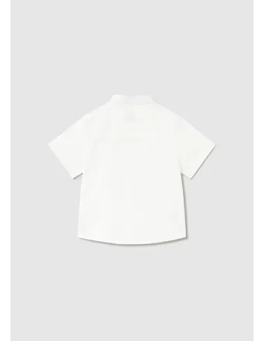 Camisa m/c lino cuello mao - Blanco    