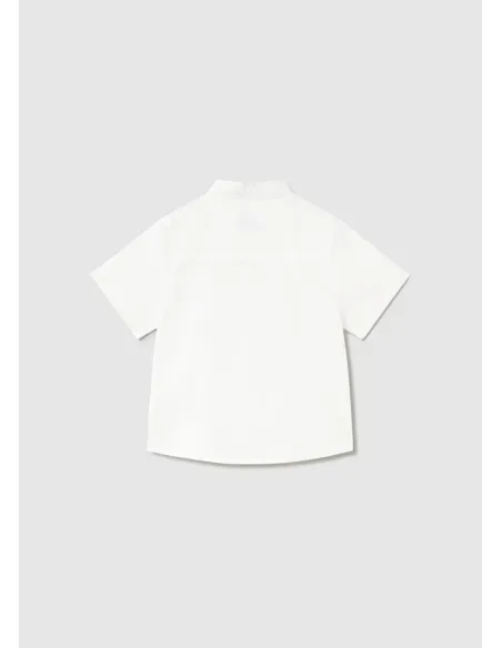 Camisa m/c lino cuello mao - Blanco    