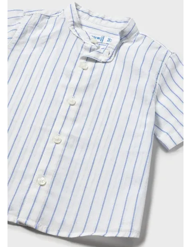 Camisa m/c lino cuello mao - Oceano    