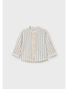 Camisa m/l lino cuello mao - Peach     