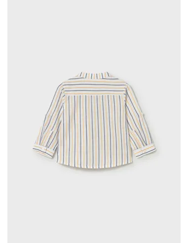 Camisa m/l lino cuello mao - Peach     