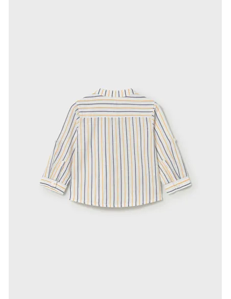 Camisa m/l lino cuello mao - Peach     