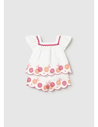 Conj. bermuda bordada - Blanco    