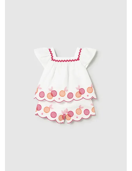 Conj. bermuda bordada - Blanco    