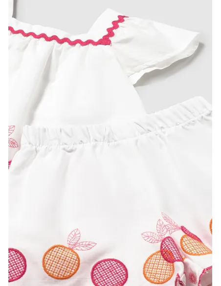 Conj. bermuda bordada - Blanco    