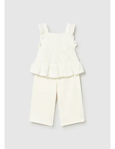 Conj. pantalon largo combinad - Crudo     