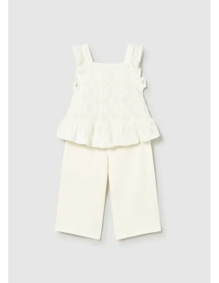 Conj. pantalon largo combinad - Crudo     