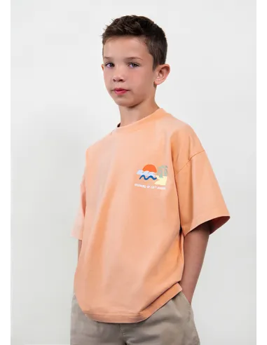 Camiseta m/c formas - Coral     