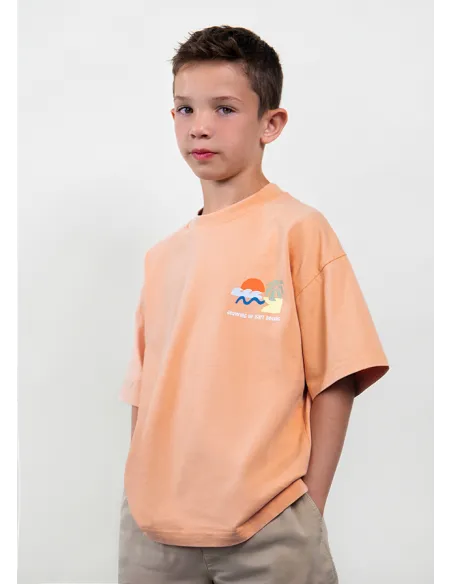 Camiseta m/c formas - Coral     