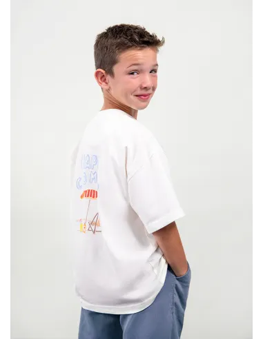 Camiseta m/c "happy combo" - Nata      