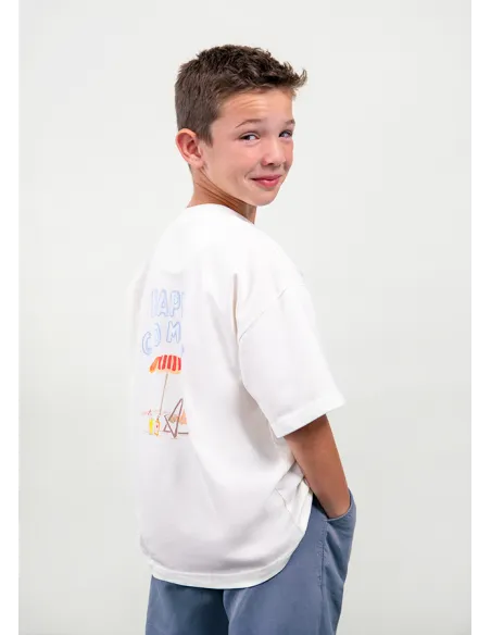 Camiseta m/c "happy combo" - Nata      