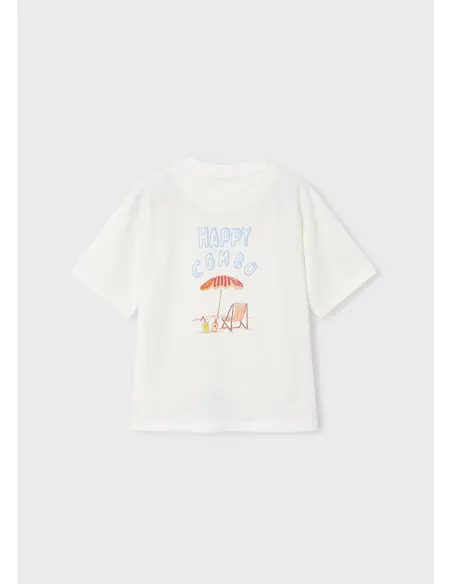 Camiseta m/c "happy combo" - Nata      
