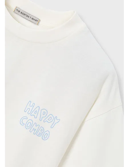 Camiseta m/c "happy combo" - Nata      