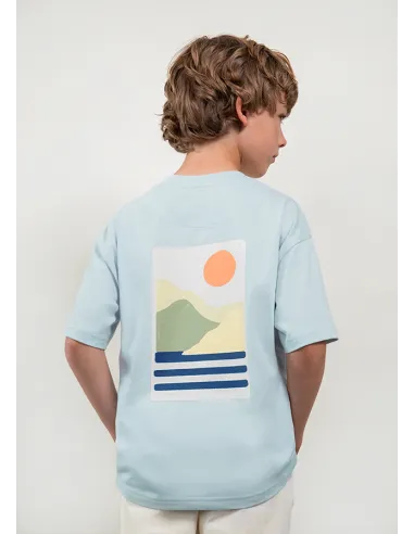 Camiseta m/c paisaje - Celeste   