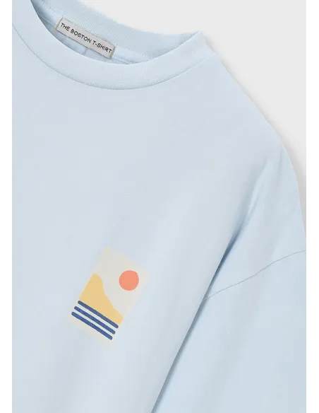 Camiseta m/c paisaje - Celeste   