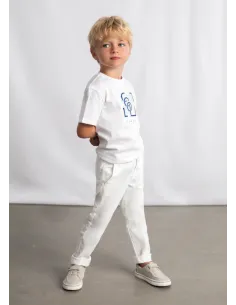 Pantalon chino sarga basico - Nata      