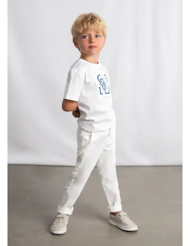 Pantalon chino sarga basico - Nata      