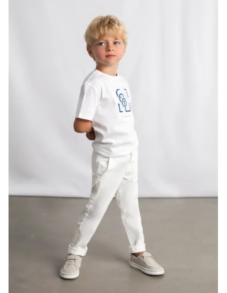 Pantalon chino sarga basico - Nata      