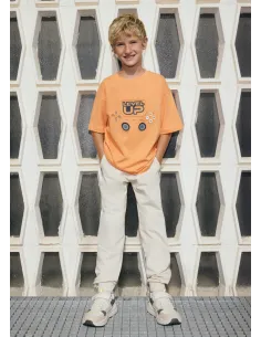 Pantalon felpa basico puños - Crema     