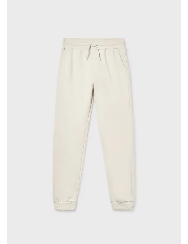 Pantalon felpa basico puños - Crema     