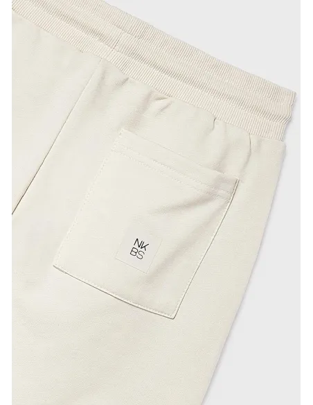 Pantalon felpa basico puños - Crema     