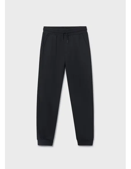 Pantalon felpa basico puños - Negro     