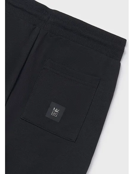 Pantalon felpa basico puños - Negro     