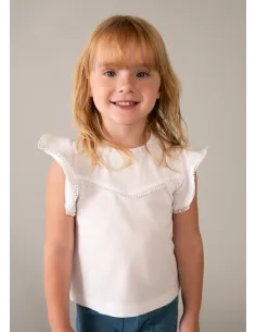 Camiseta m/c puntillas - Blanco    