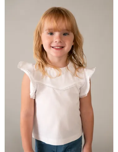 Camiseta m/c puntillas - Blanco    