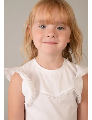 Camiseta m/c puntillas - Blanco    