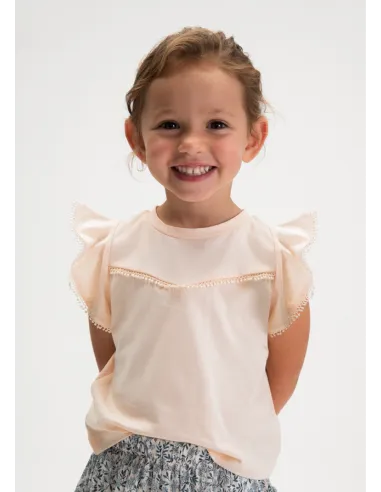 Camiseta m/c puntillas - Salmon    