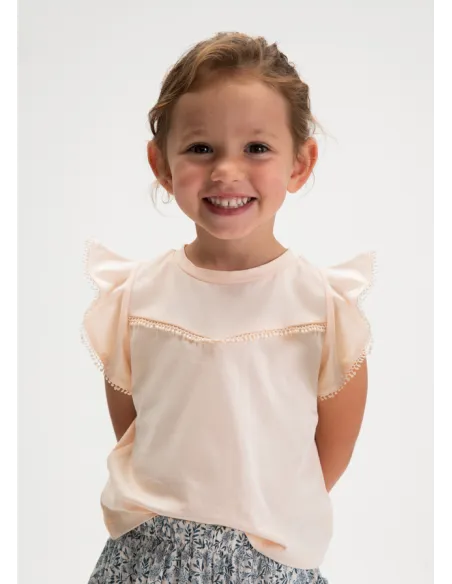 Camiseta m/c puntillas - Salmon    