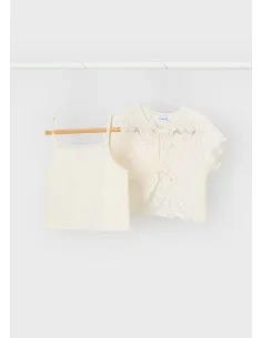 Camiseta m/c 2 piezas crochet - Garbanzo  