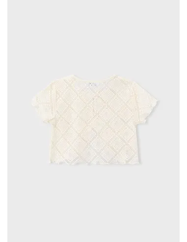 Camiseta m/c 2 piezas crochet - Garbanzo  