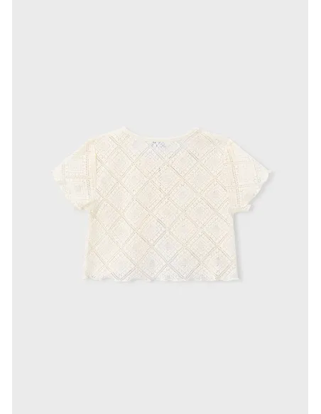 Camiseta m/c 2 piezas crochet - Garbanzo  