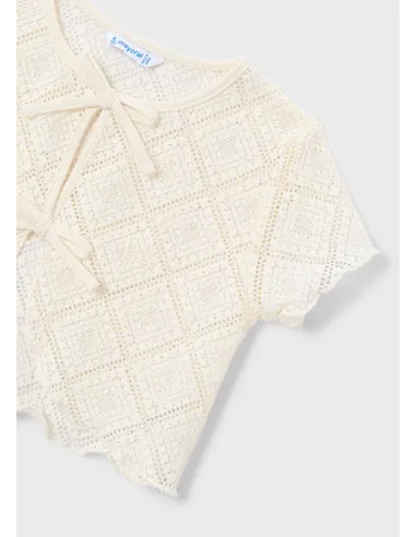 Camiseta m/c 2 piezas crochet - Garbanzo  