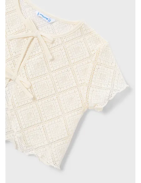 Camiseta m/c 2 piezas crochet - Garbanzo  