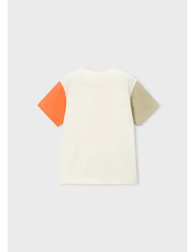 Camiseta m/c combinada - Nata-naran