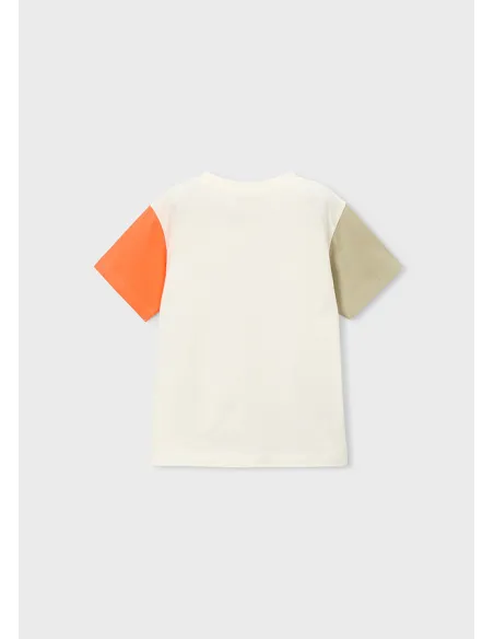Camiseta m/c combinada - Nata-naran