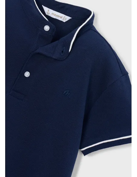 Polo m/c cuello mao - Marino    